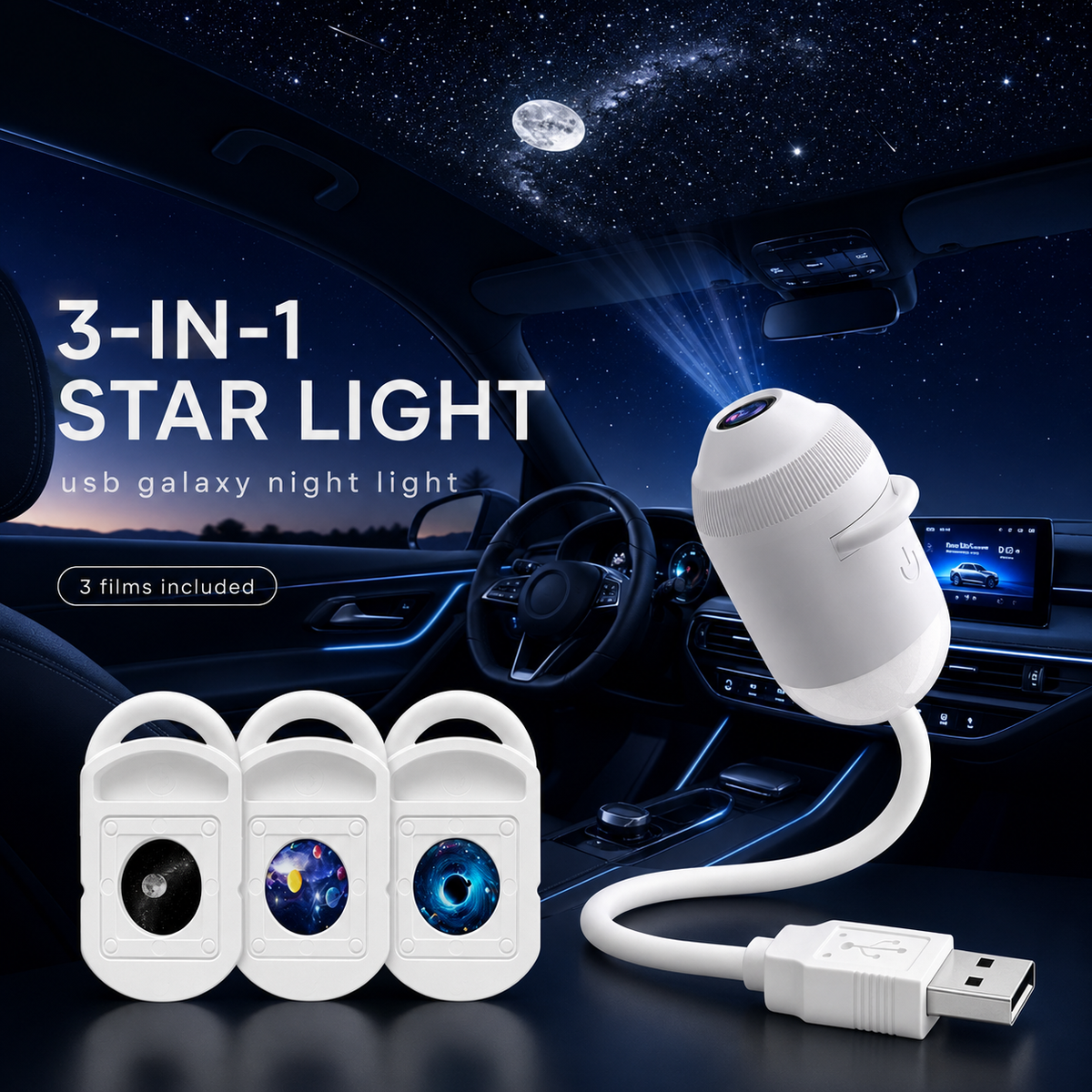 💡🌃2-in-1 Galaxy Star Projector USB Night Light for Indoor Decor 2026