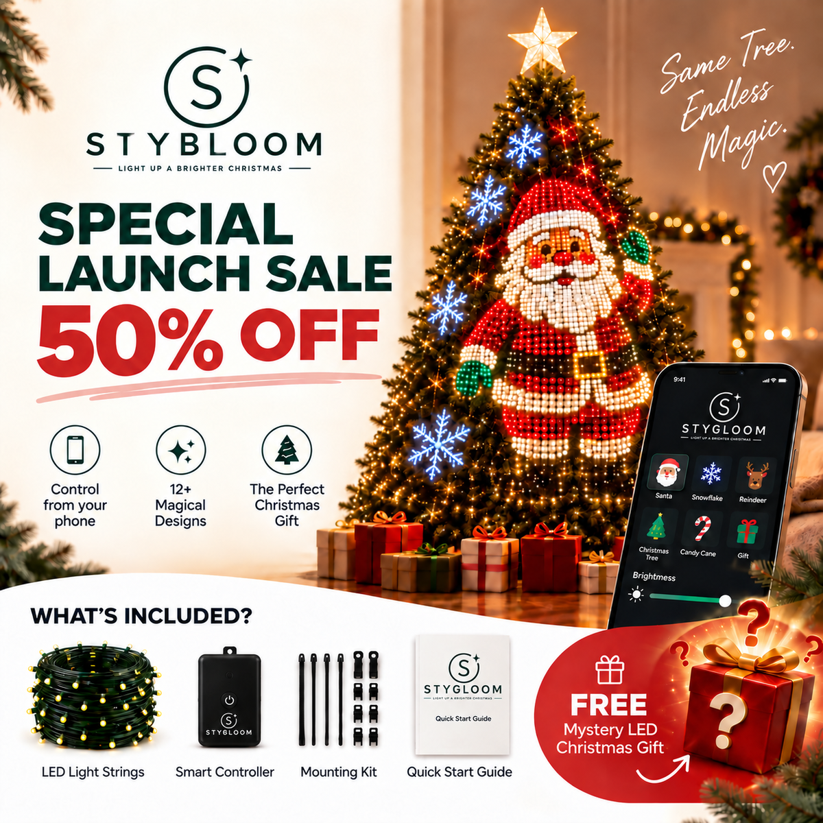 Stybloom Smart Animated Christmas Tree Lights