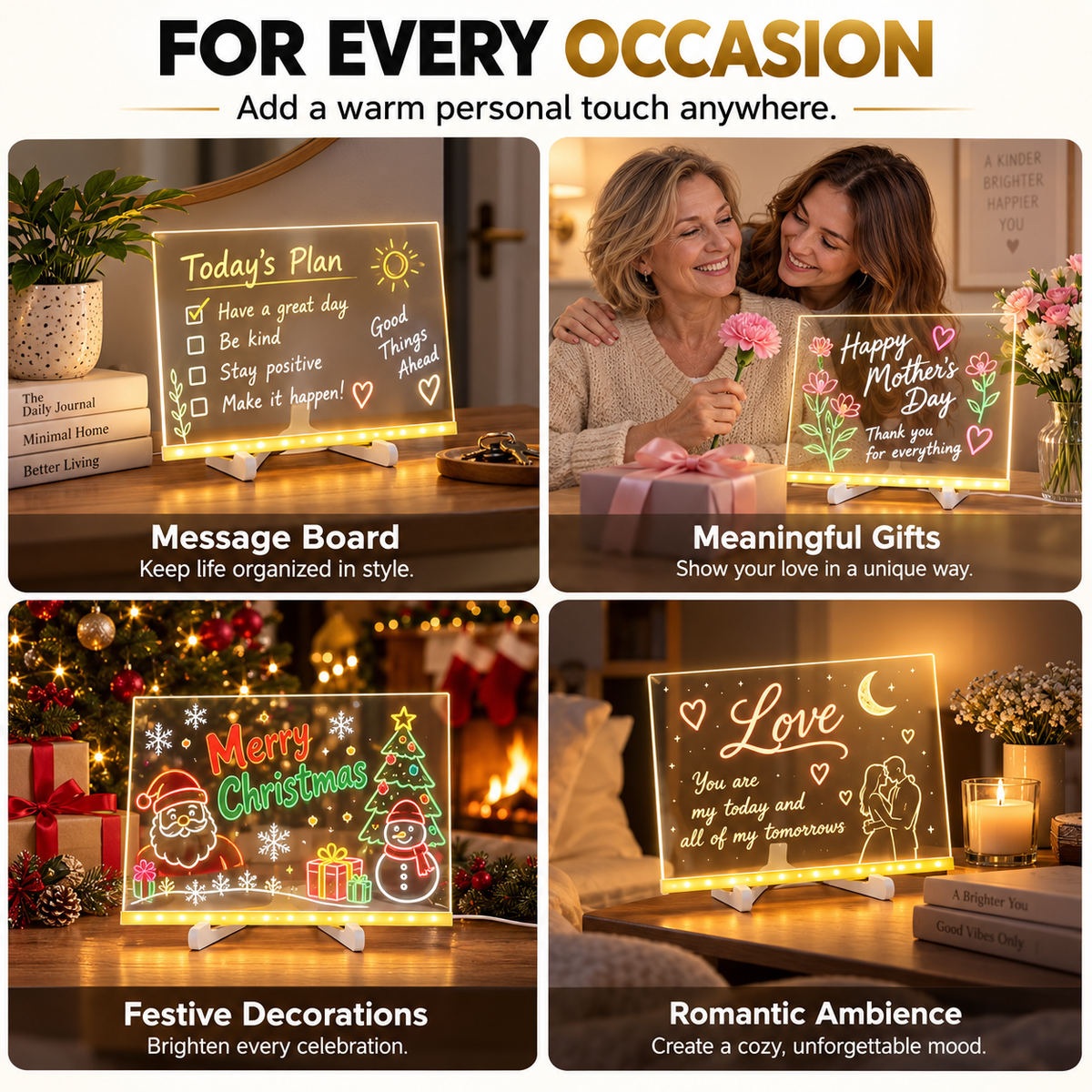 🎁Creative Rewritable Acrylic LED Message Board 🎨 (set come with 7 Pens)