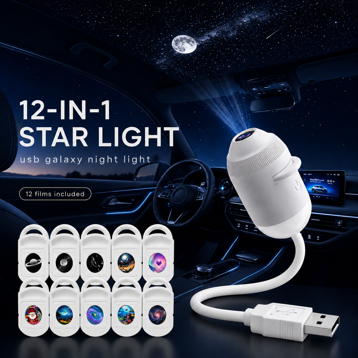 💡🌃2-in-1 Galaxy Star Projector USB Night Light for Indoor Decor 2026