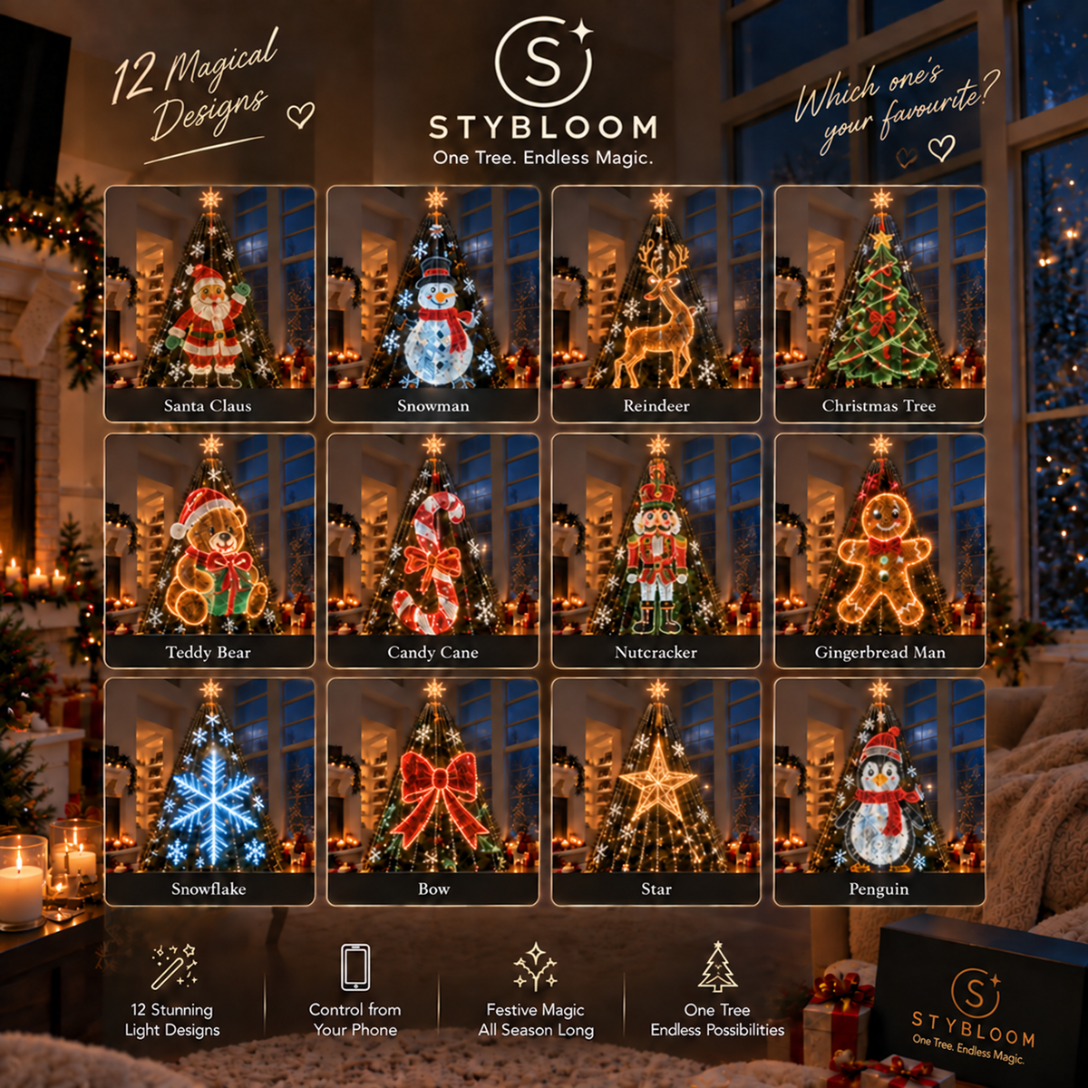 Stybloom Smart Animated Christmas Tree Lights