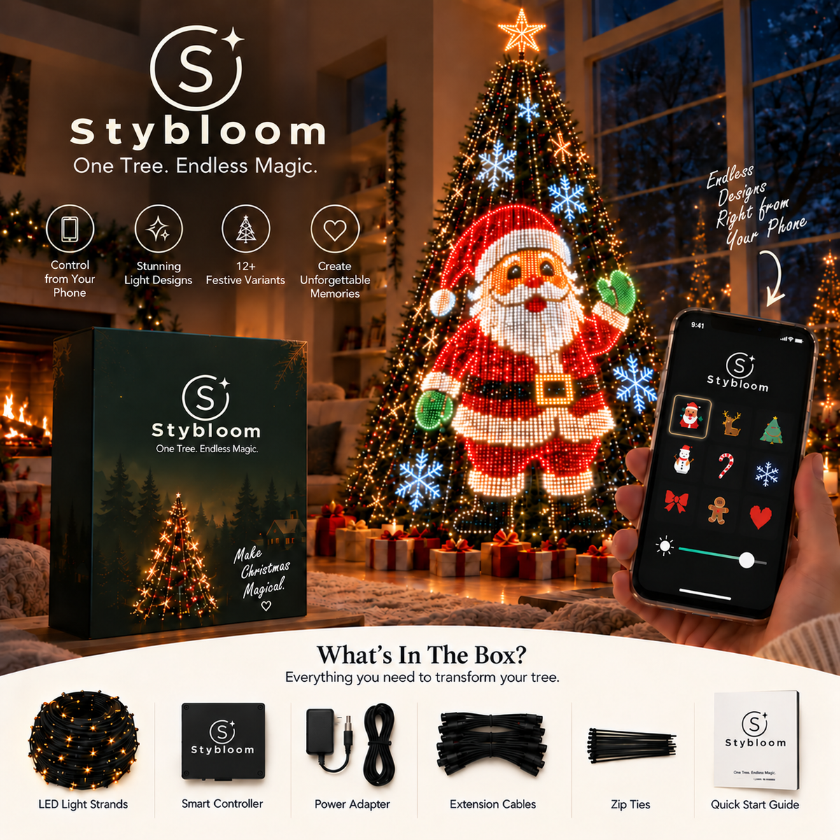 Stybloom Smart Animated Christmas Tree Lights