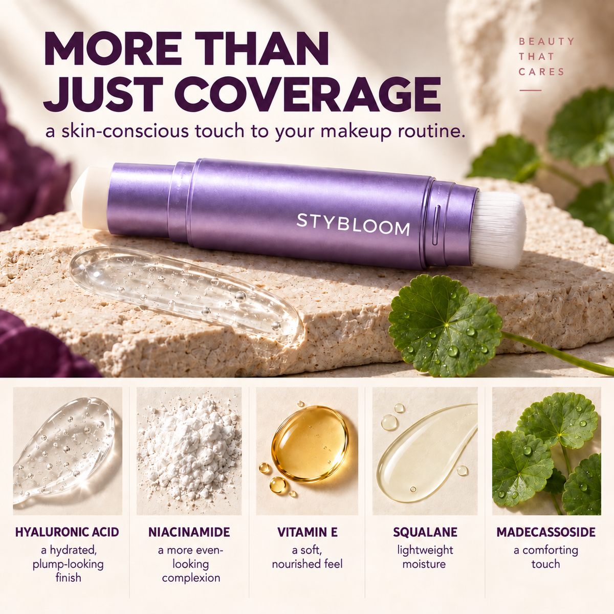 Stybloom Changing Foundation Stick with a built-in blending brush