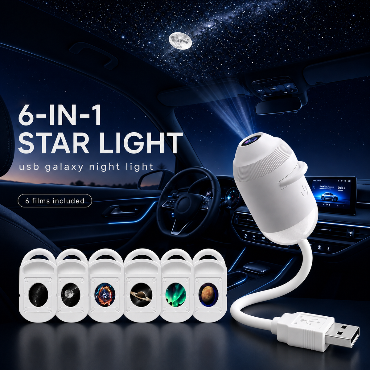 💡🌃2-in-1 Galaxy Star Projector USB Night Light for Indoor Decor 2026