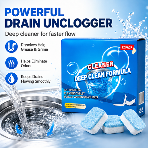 💥Drain Cleaning Tablets 12 Pack For Sinks, Showers & Washing Machines