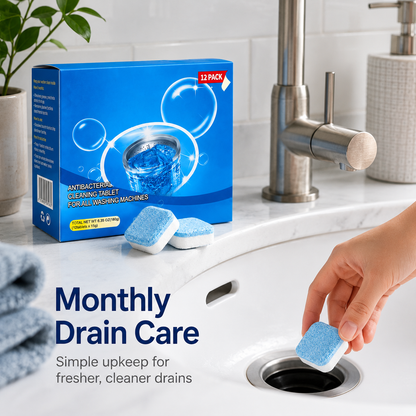 💥Drain Cleaning Tablets 12 Pack For Sinks, Showers & Washing Machines
