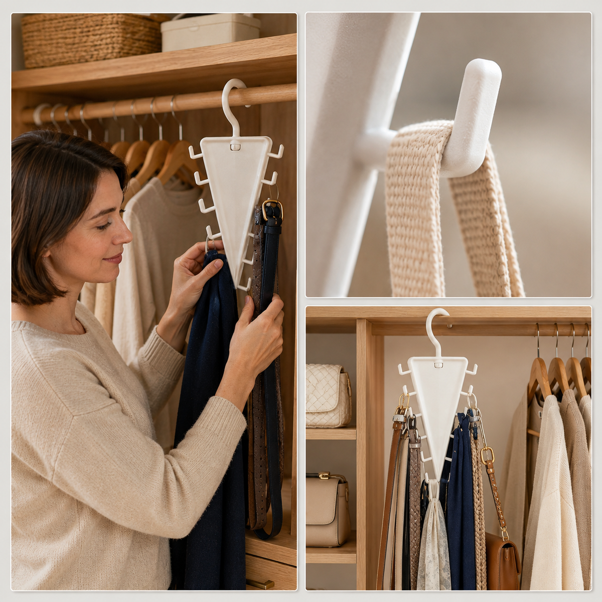V-Shaped 12-Hook Rotating Closet Organizer, Space-Saving Hanger for Shirts, Pants, Scarves & Accessories